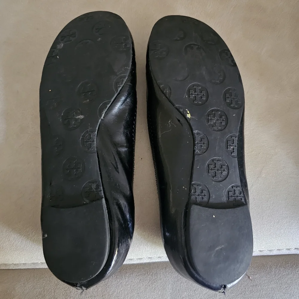 Tory Burch Reva Black Patent Leather Ballet‎ Flats Women’s Size 6M